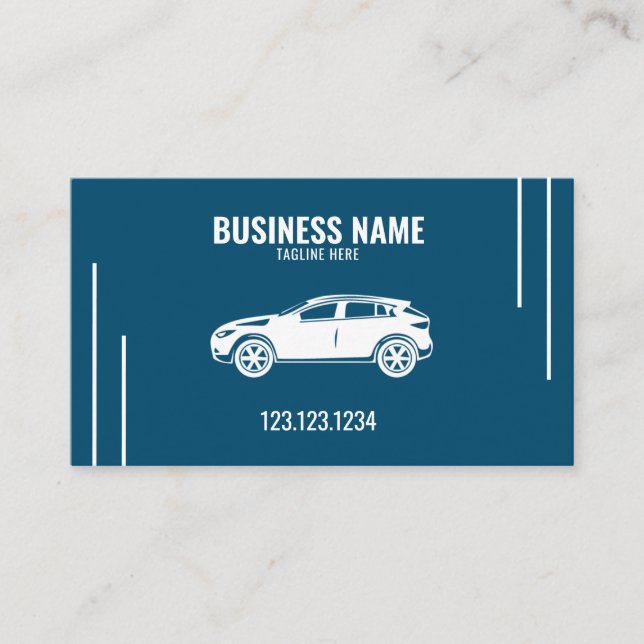 Modern Stylish Blue Mobile Car Wash and Detailing Business Card (Front)