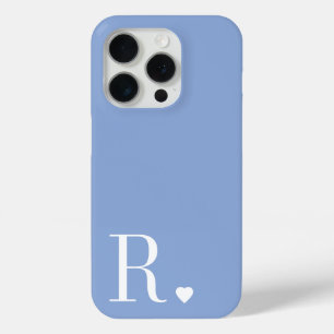 modern stylish blue monogram initial  iPhone 15 pro case