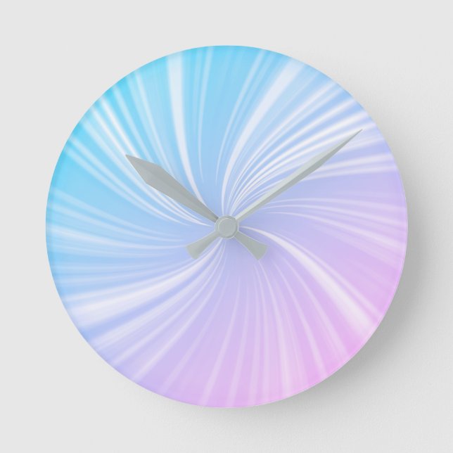 Modern Stylish Blue Pink Spectrum Radiant Pattern Round Clock (Front)