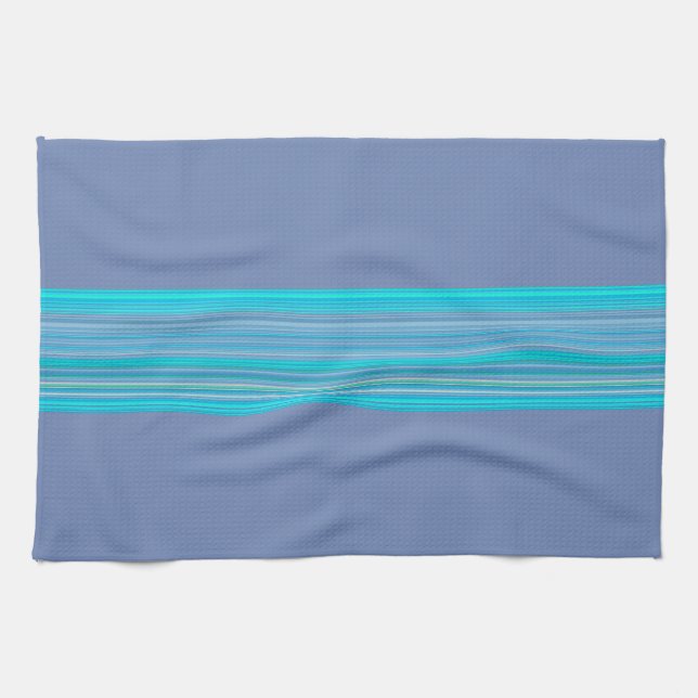 Modern Stylish Blue Striped Pattern Tea Towel (Horizontal)