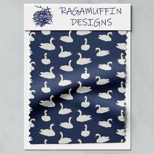 Modern Stylish Blue Swan Pattern  Fabric