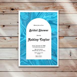 Modern Stylish Blue Waves Abstract Bridal Shower Invitation