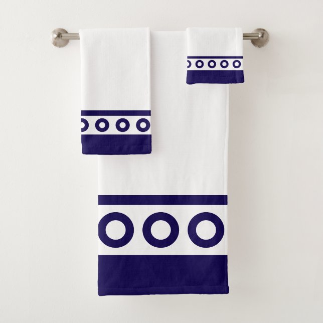 Modern Stylish Blue & White Bath Towel Set (Insitu)