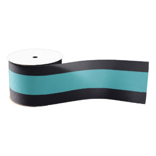 Modern Stylish Blue White Black Stripes Grosgrain Ribbon