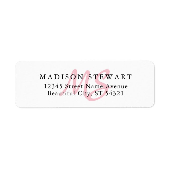 Modern Stylish Blush Pink Brush Script Monogram (Front)
