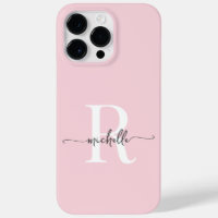 Modern Stylish Blush Pink Script Monogram Initial