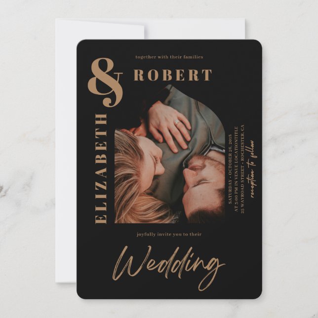 Modern Stylish Bold Arched Photo Wedding Invitation (Front)