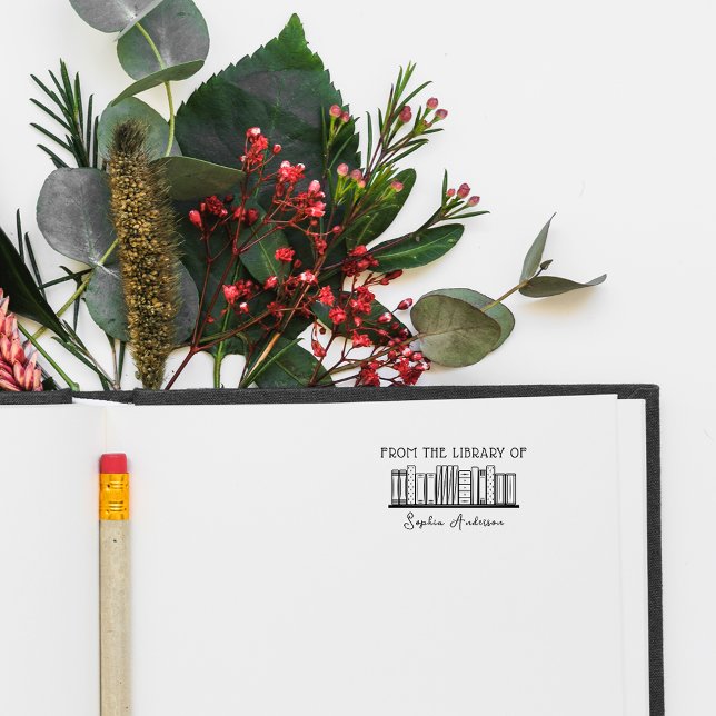 Modern Stylish Books Custom Name Library Self-inking Stamp (Creator Uploaded)