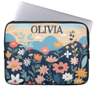 Modern Stylish Botanical Wildflowers   Laptop Sleeve