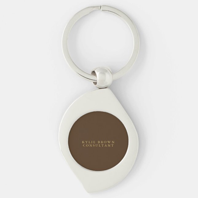 Modern Stylish Brown Gold Professional Key Ring (Front)