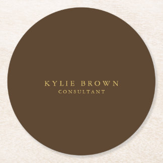Modern Stylish Brown Gold Professional Round Paper Coaster