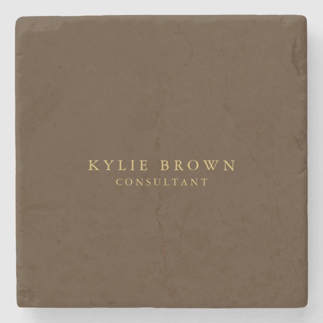 Modern Stylish Brown Gold Professional Trendy Stone Coaster (Front)