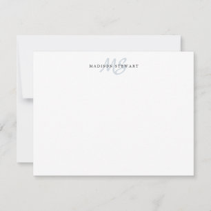 Modern Stylish Brush Script Grey Monogram Classic Card