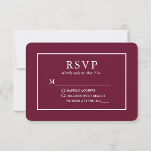 Modern Stylish Burgundy Wedding RSVP Card
