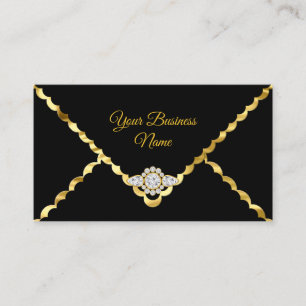 Modern Stylish Business Gold Black Diamond gem Business Card