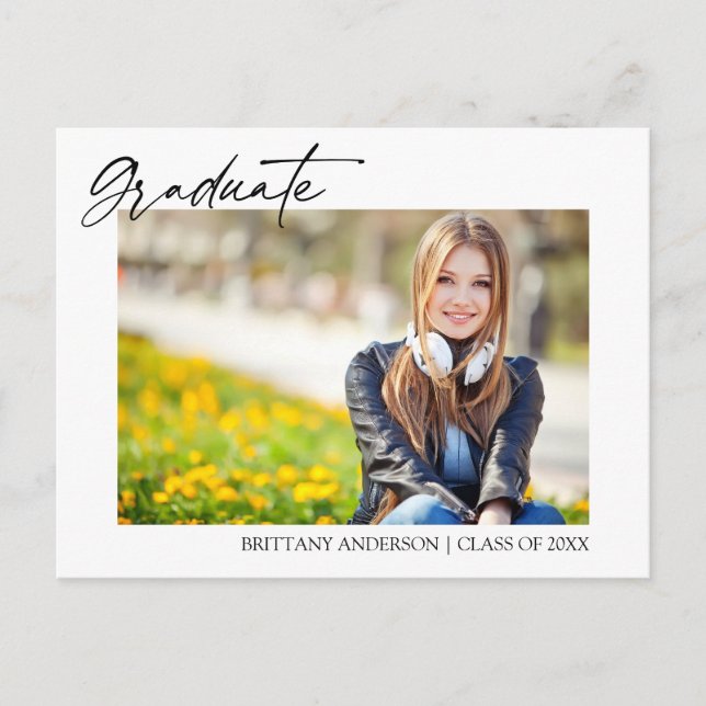 Modern Stylish Calligraphy Ink Graduation Postcard (Front)
