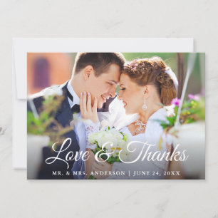 Modern Stylish Calligraphy Love and Thanks Wedding Thank You Card