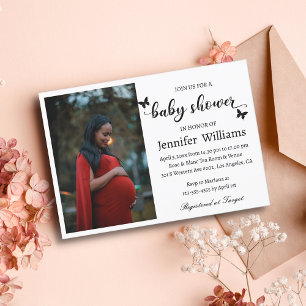 modern stylish calligraphy photo baby shower invitation