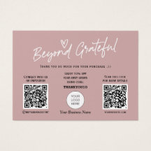 Modern stylish calligraphy QR code thank you card