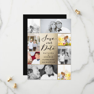 Modern Stylish Calligraphy Script 8 Multi Photo Save The Date