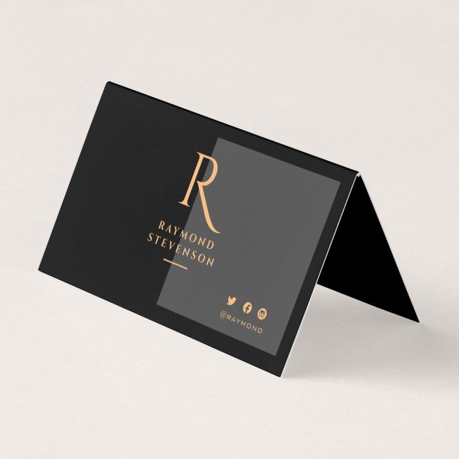 Modern stylish chic black and gold professional business card (Front)