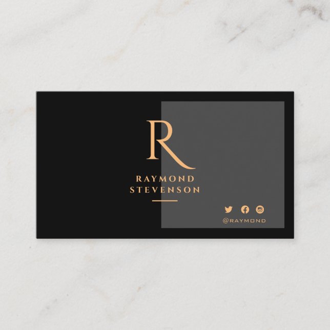 Modern stylish chic black and gold professional business card (Front)