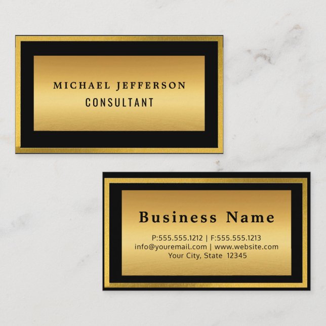 Modern stylish chic black and gold professional business card (Front/Back)
