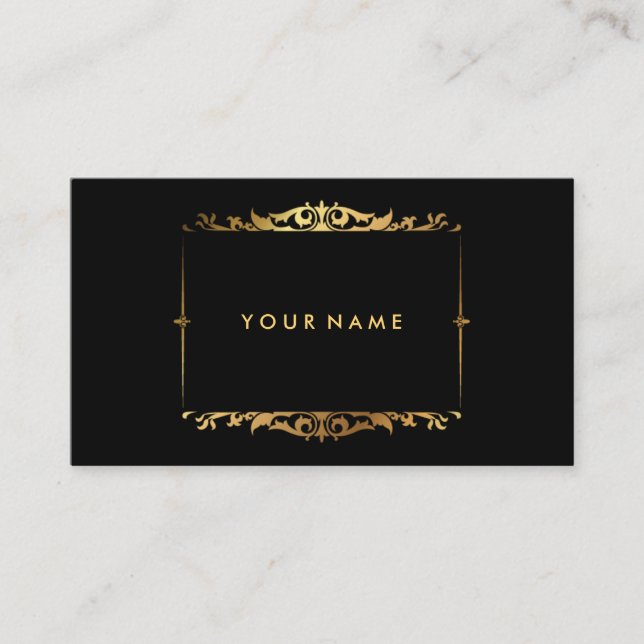 Modern stylish chic black and gold professional business card (Front)