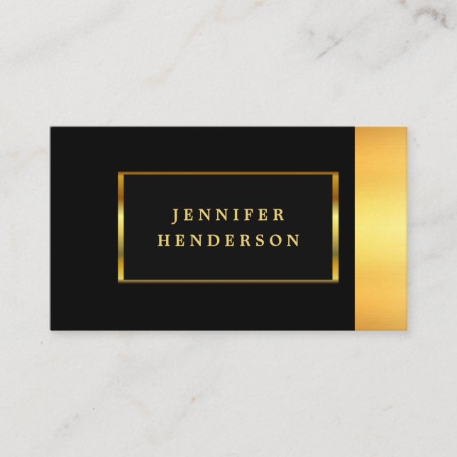 Modern stylish chic black and gold professional business card (Front)