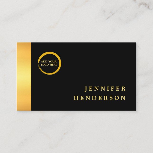Modern stylish chic black gold professional logo business card (Front)