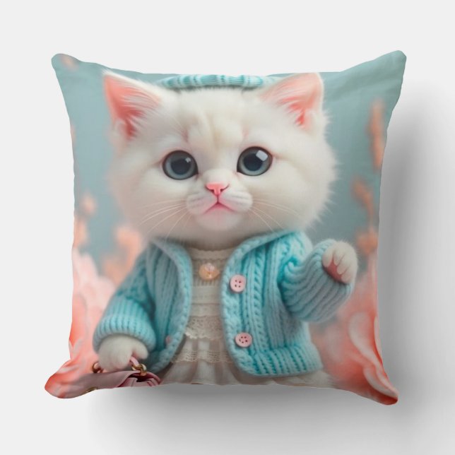 Modern & Stylish Chic Cat Design Cushion (Front)
