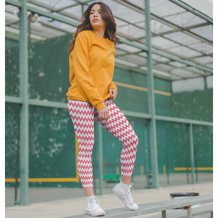 Modern Stylish Chic Hipster Fashion Pink Geometric Leggings