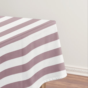 Modern Stylish Chic Mauve White Stripes Pattern Tablecloth