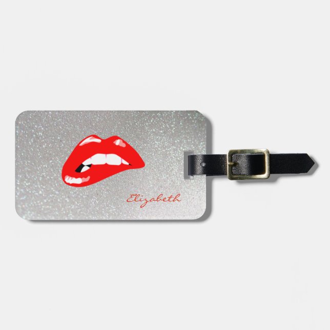 Modern  Stylish Chic -Red  Lips,Personalised Luggage Tag (Front Horizontal)