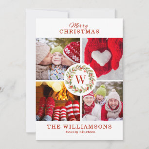 Modern Stylish Christmas Family Photo Collage Holiday Card
