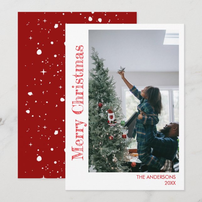 Modern Stylish Christmas Family Photo  Holiday Card (Front/Back)