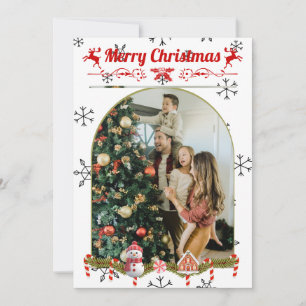 Modern Stylish Christmas Script Family Photo Holiday Card