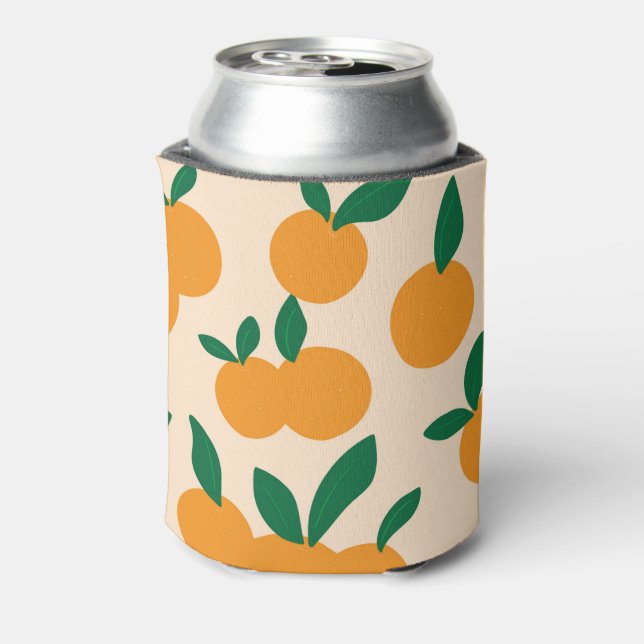 Modern Stylish Citrus Fruit Oranges Pattern Can Cooler (Can Back)