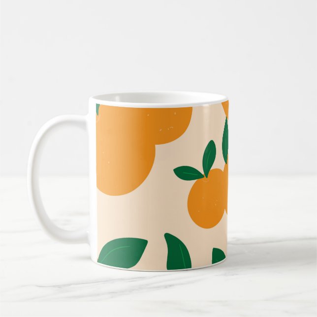 Modern Stylish Citrus Fruit Oranges Pattern Coffee Mug (Left)