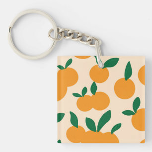 Modern Stylish Citrus Fruit Oranges Pattern Key Ring