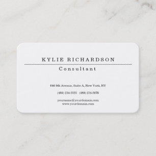 Modern Stylish Classic White Professional  Business Card