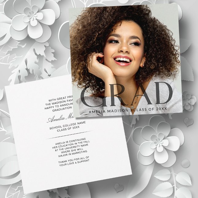 Modern Stylish Classy Transparent Text Grad Photo Announcement (Creator Uploaded)