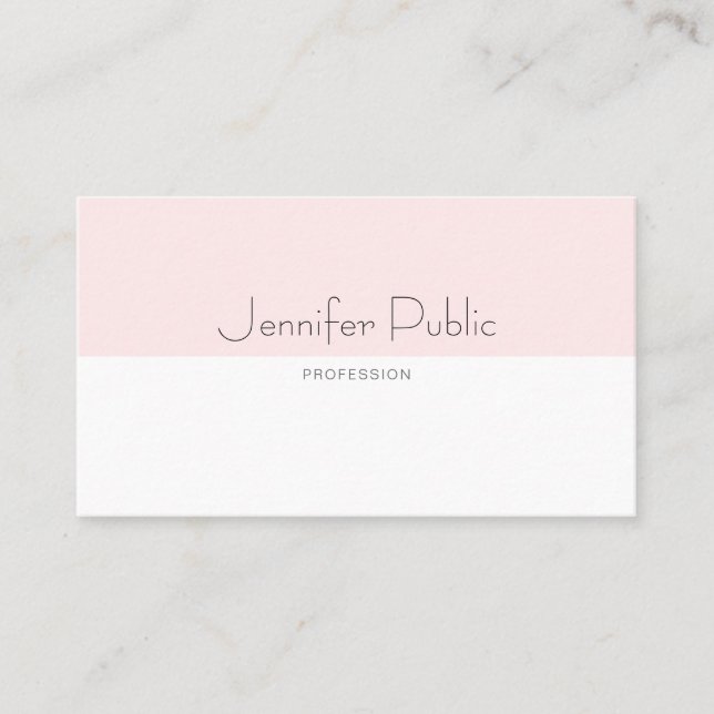 Modern Stylish Clean Design Blush Pink Plain Trend Business Card (Front)