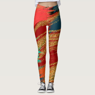 Modern stylish Colourful gold Glitter Leggings