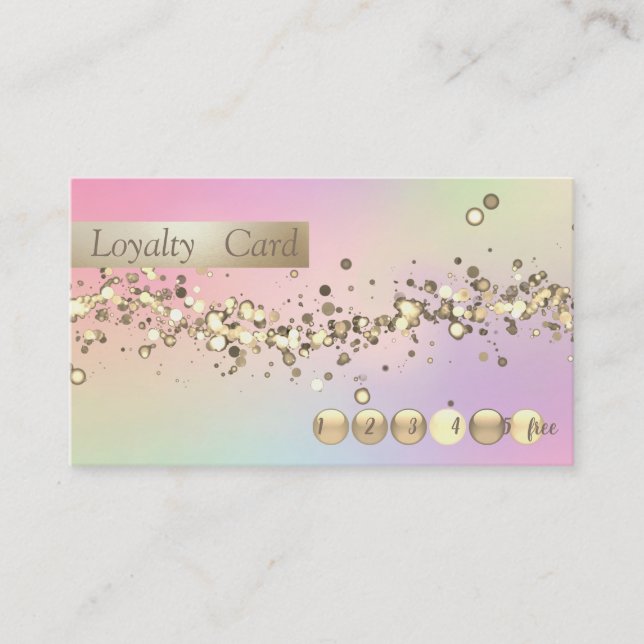 Modern Stylish Confetti Holographic Loyalty Card (Front)