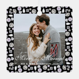 Modern Stylish couple photo Silver Diamonds frame Metal Tree Decoration