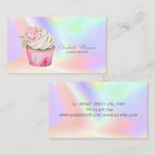  Modern Stylish Cupcake Flower Holographic Business Card