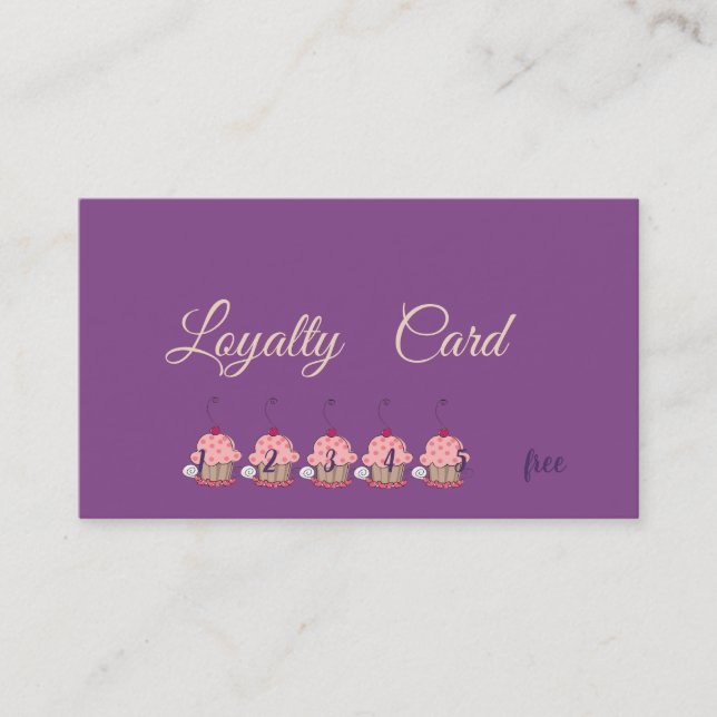Modern Stylish  Cupcakes  Loyalty Card (Front)