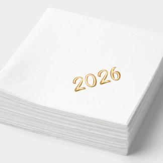 Modern Stylish Custom 2026 New Years Party Gold Foil Napkins