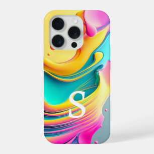 Modern Stylish Custom Monogram Abstract Pattern iPhone 15 Pro Case
